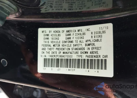 2016 Honda Accord Lx from USA, damaged, VIN 1HGCR2F38GA070500